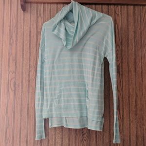 Mint and white striped swoop neck